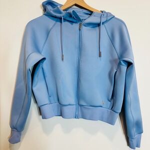 GREYSON Athleisure Zip Up Hoodie Light Blue Womens XS Cropped Athletic